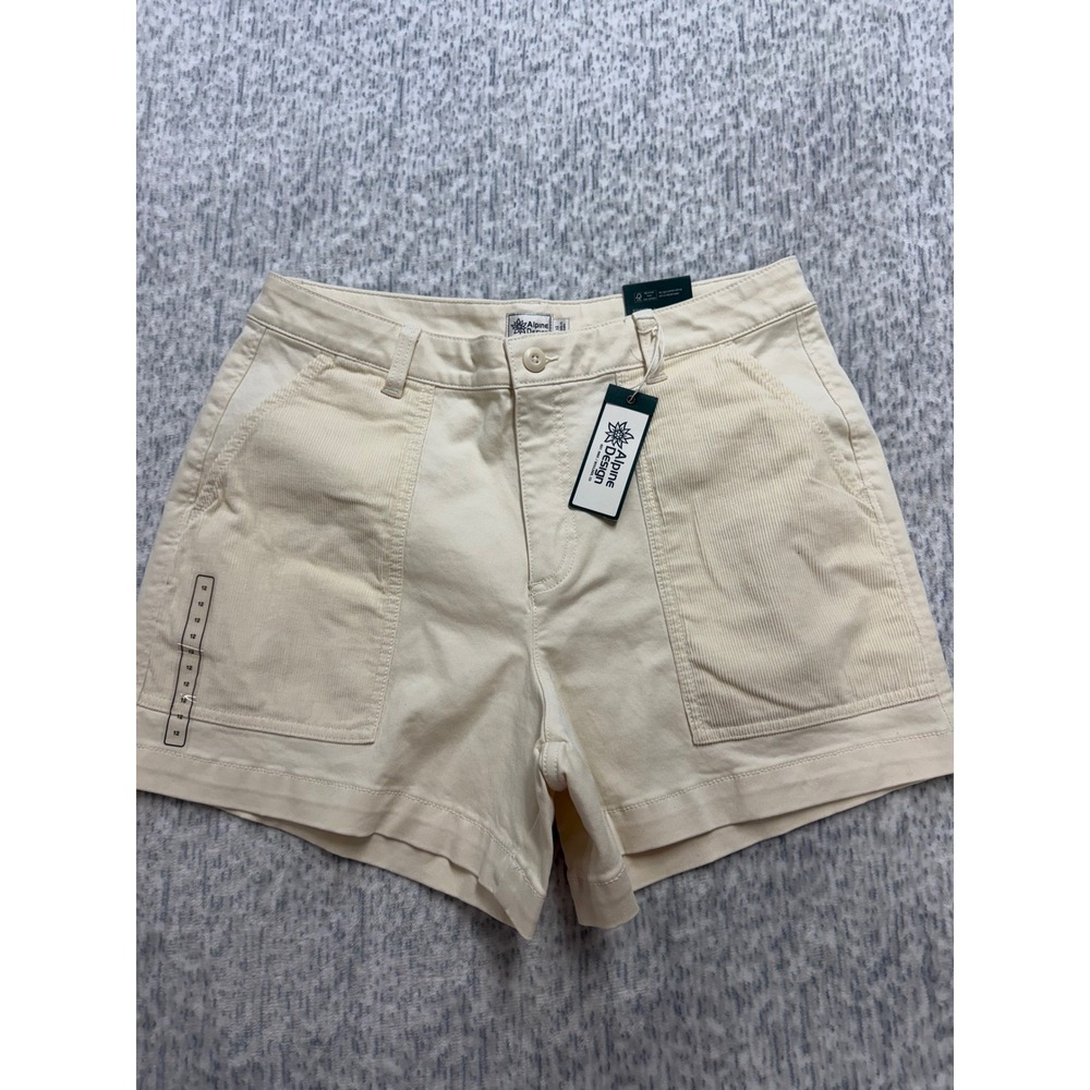 Alpine Design Womens Off White Mixed Fabric Corduroy High Rise 5 Inch Shorts‎ 12